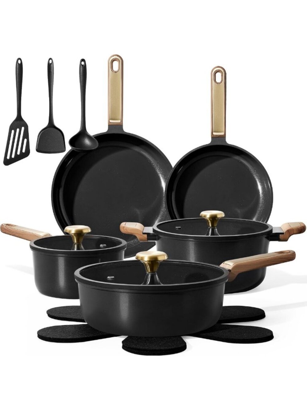 16-Piece Ceramic Nonstick Cookware Set - Durable Pots & Pans for Easy Cooking